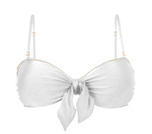 Carica l'immagine nel visualizzatore di Gallery, Product Front: Rio De Sol Reggiseno Top Shimmer-White Bandeau-Knot