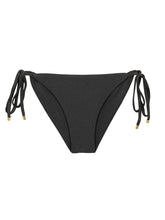 Carica l'immagine nel visualizzatore di Gallery, Product Front: Rio De Sol Slip Bottom Shimmer-Black Cheeky-Tie-Gold