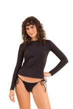Carica l'immagine nel visualizzatore di Gallery, Model Front: Rio De Sol Reggiseno Nero Rash-Guard

