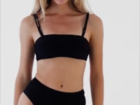 Carica e avvia il video nel visualizzatore di galleria, Set Shimmer-Black Bandeau-Reto Hotpants
