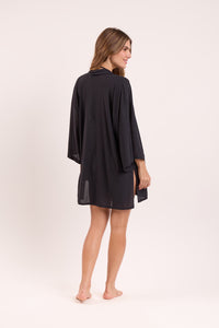 Model Back: Rio De Sol Caftano / Copricostume Black Kimono