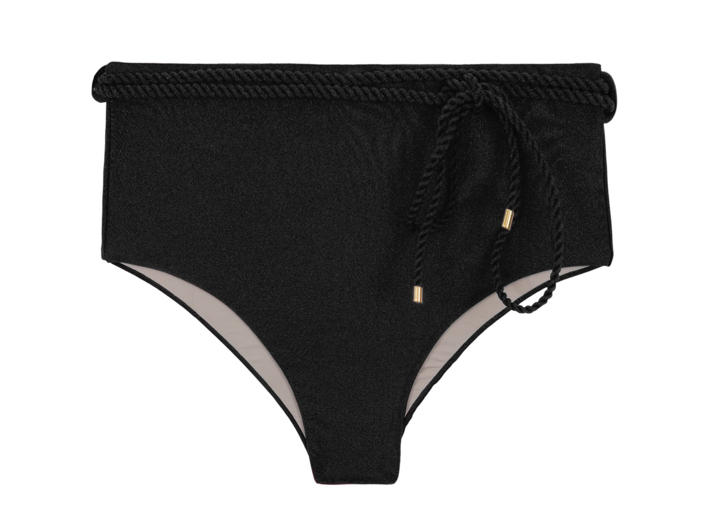 Product Front: Rio De Sol Slip Bottom Shimmer-Black Belted-High-Waist