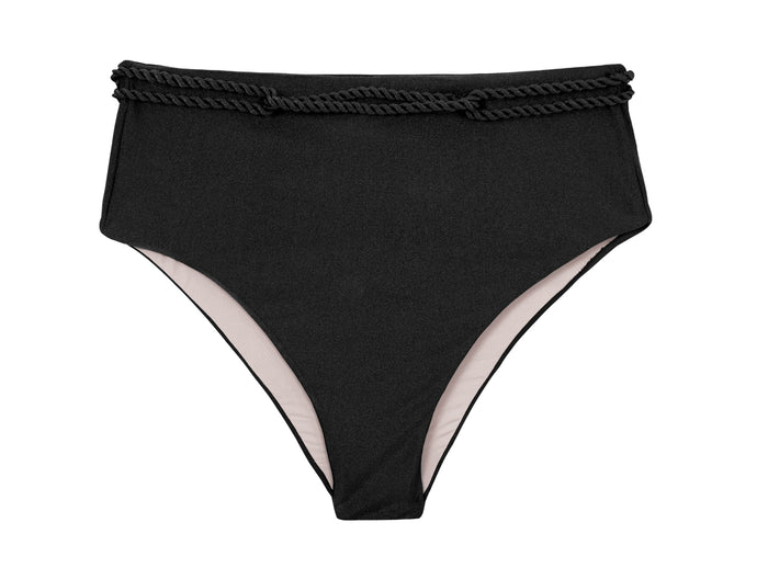 Product Front: Rio De Sol Slip Bottom Shimmer-Black Hotpants