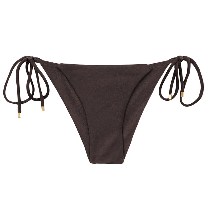 Product Front: Rio De Sol Slip Bottom Shimmer-Coffee Cheeky-Tie