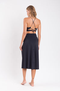 Model Back: Rio De Sol Gonna Da Spiaggia Nero Long-Skirt-Knot