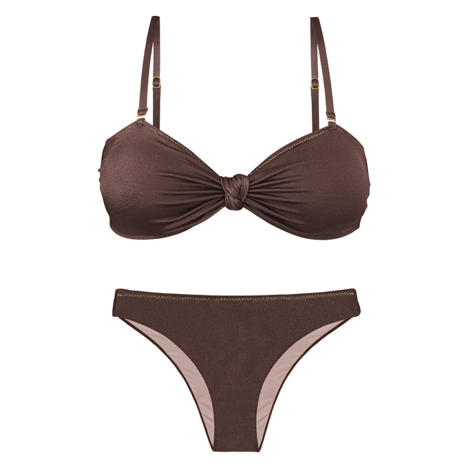 Product Front: Rio De Sol Completo Set Shimmer-Coffee Bandeau-Joy Essential