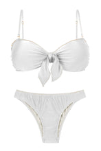 Carica l&#39;immagine nel visualizzatore di Gallery, Product Front: Rio De Sol Completo Set Shimmer-White Bandeau-Knot Essential
