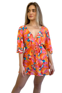 Orange Bloom Mini Dress